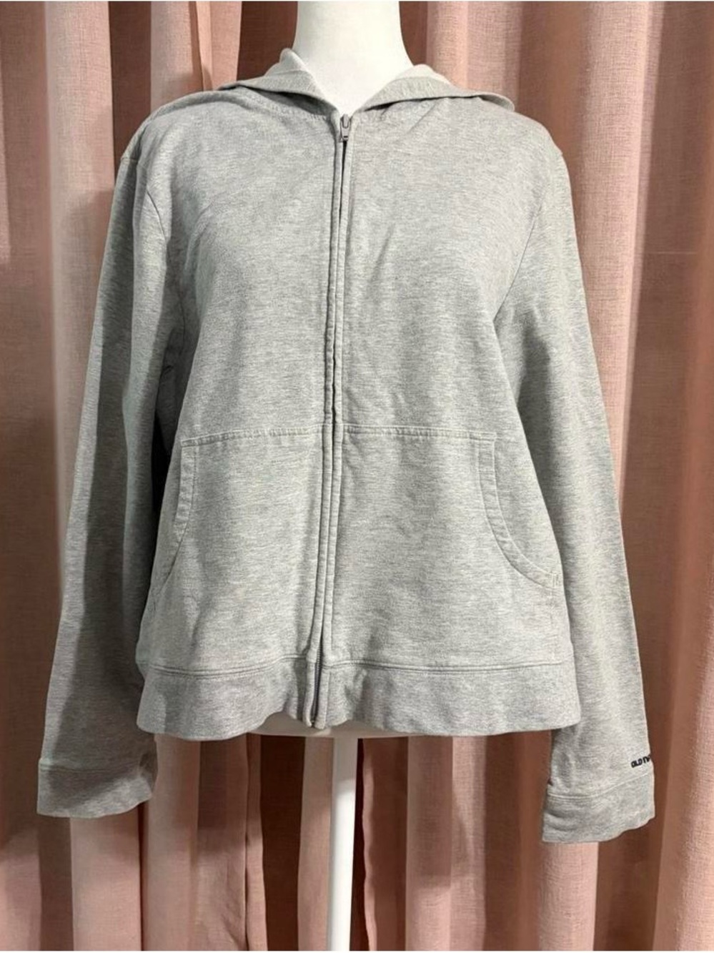 Vintage Old Navy Light Gray Cropped Zip Up Hoodie